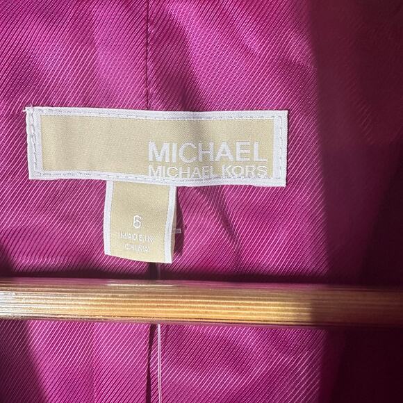MICHAEL Michael Kors Solid Two Button Blazer Jacket Size 6 Deep Fuchsia - Picture 3 of 12